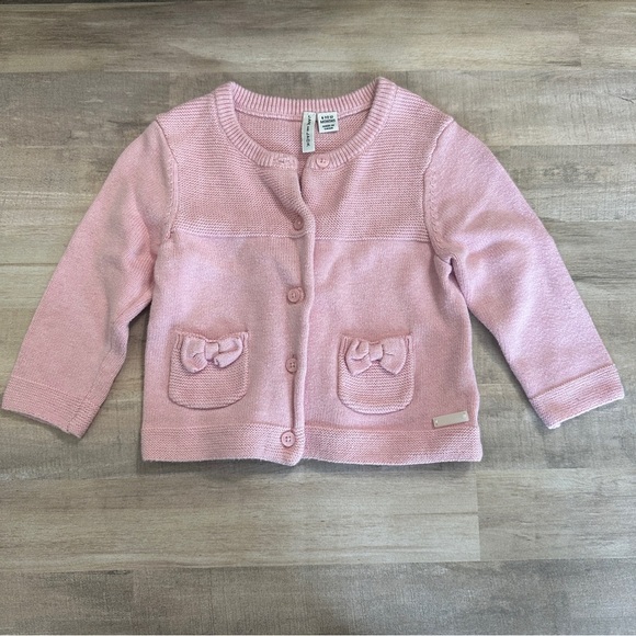 Janie and Jack Other - Janie and Jack 6-12 Months Button Cardigan Knit Sweater Girls Pink Bow Spring